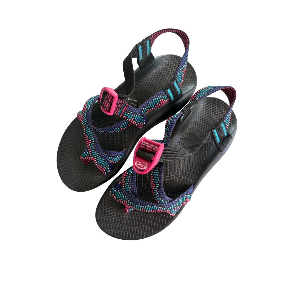 Chaco Z/Cloud 2 Womens 8 Pink Blue Geometric Toe Loop Sport Sandals J107200